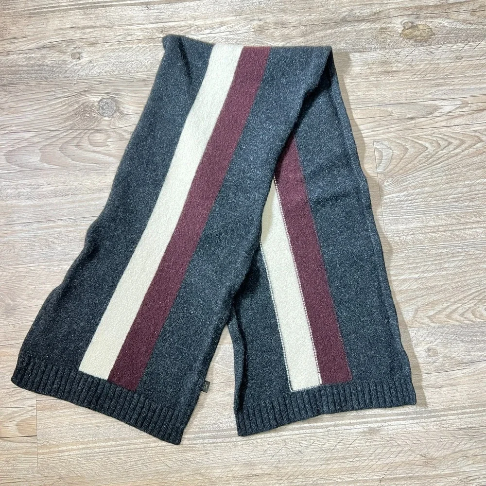 Banana Republic Lambswool Striped Scarf 48 Inch Short Winter Knit‎ Preppy